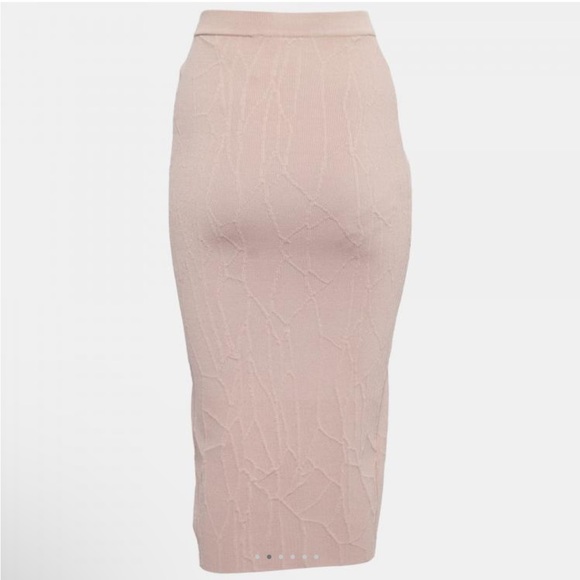 Jonathan Simkhai Blush Pink Stretch Knit Intarsia Textured Bodycon Midi Skirt XS - Picture 2 of 16